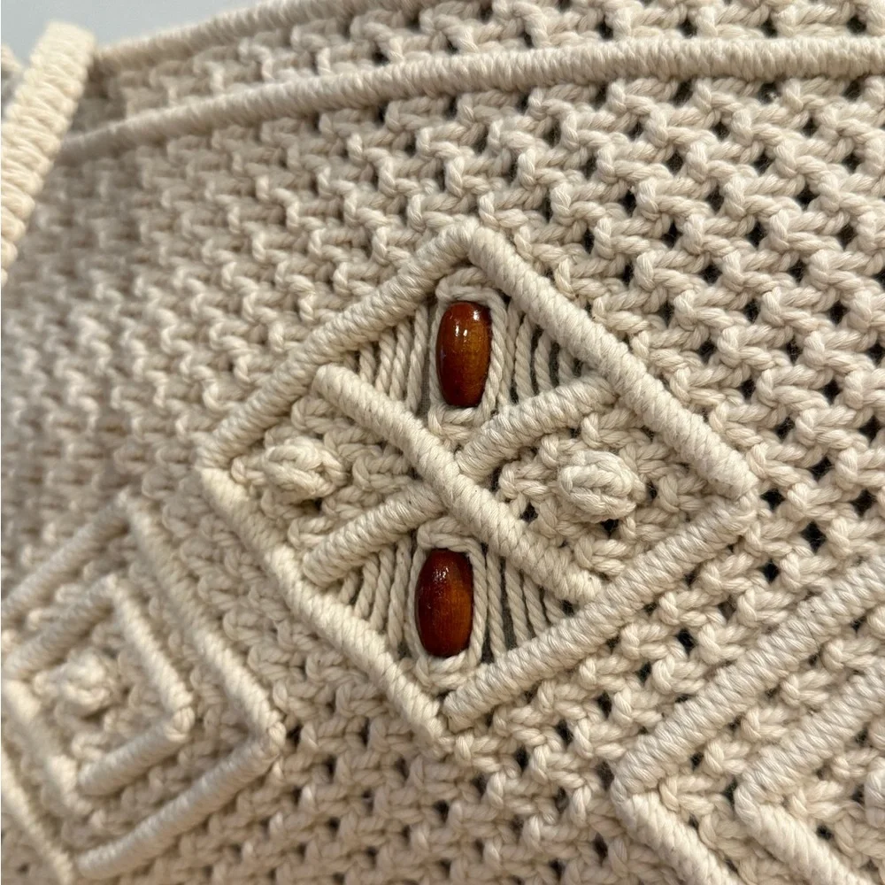 Crochet Women's Bag Cream (2 count) Vintage-THE PEOPLES REPUBLIC OF CHINA ✅SALE✅ - Picture 7 of 14